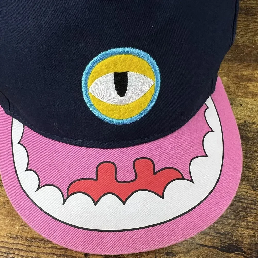 Miniso Life Japan Monster Eye Baseball Hat Pink Brim Mouth Teeth Snapback Hat